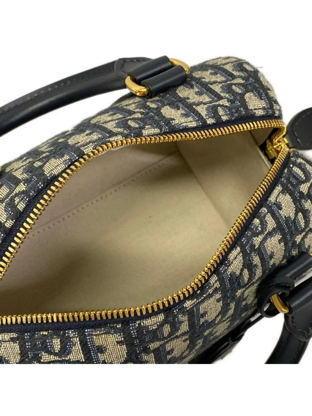 Dior Handbag Groove 20 Bag Small Ivory Dark Navy Leather